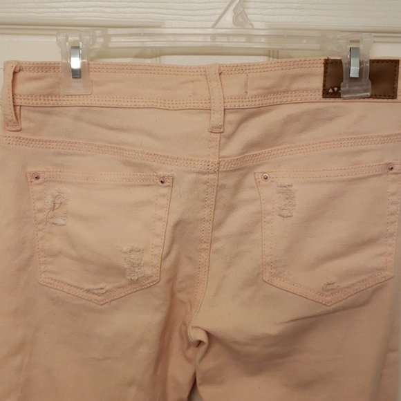 Dollhouse pink distressed roll up skinny jeans - Picture 6 of 7